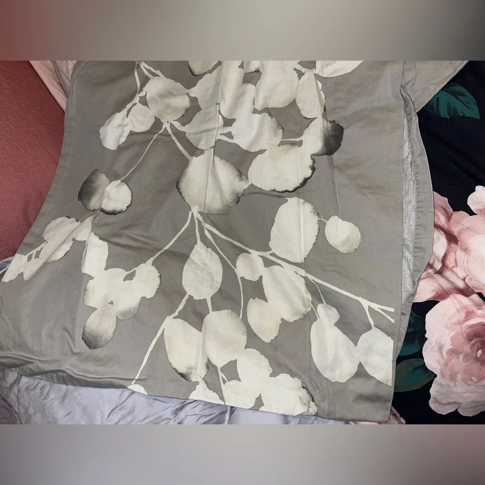 West Elm~ Gorgeous Cream Gray Floral Pillowcases~Cotton~Square 26x26